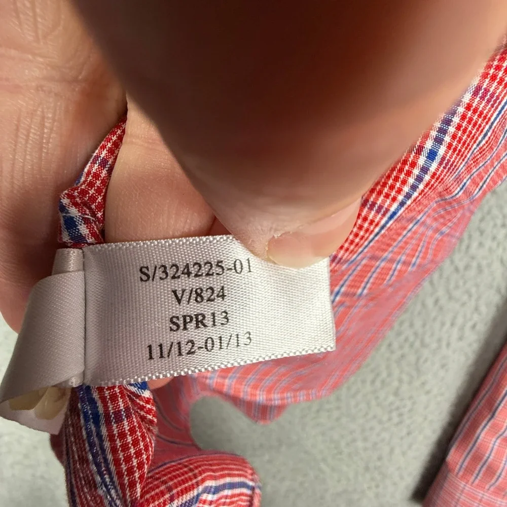 Banana Republic Non Iron Tailored Slim Fit‎ Red Plaid Button Down Shirt Men S